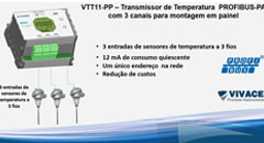 VTT11-PP – Transmissor de Temperatura PROFIBUS-PA com 3 canais para montagem em painel