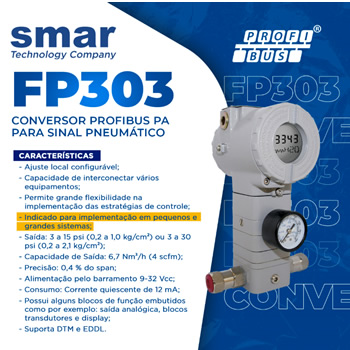 FP303: CONVERSOR PROFIBUS PA PARA SINAL PNEUMÁTICO
