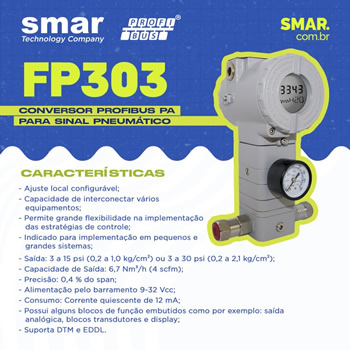 FP303: CONVERSOR PROFIBUS PA PARA SINAL PNEUMÁTICO