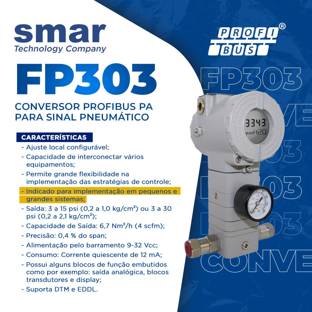FP303: Conversor PROFIBUS PA para sinal pneumático