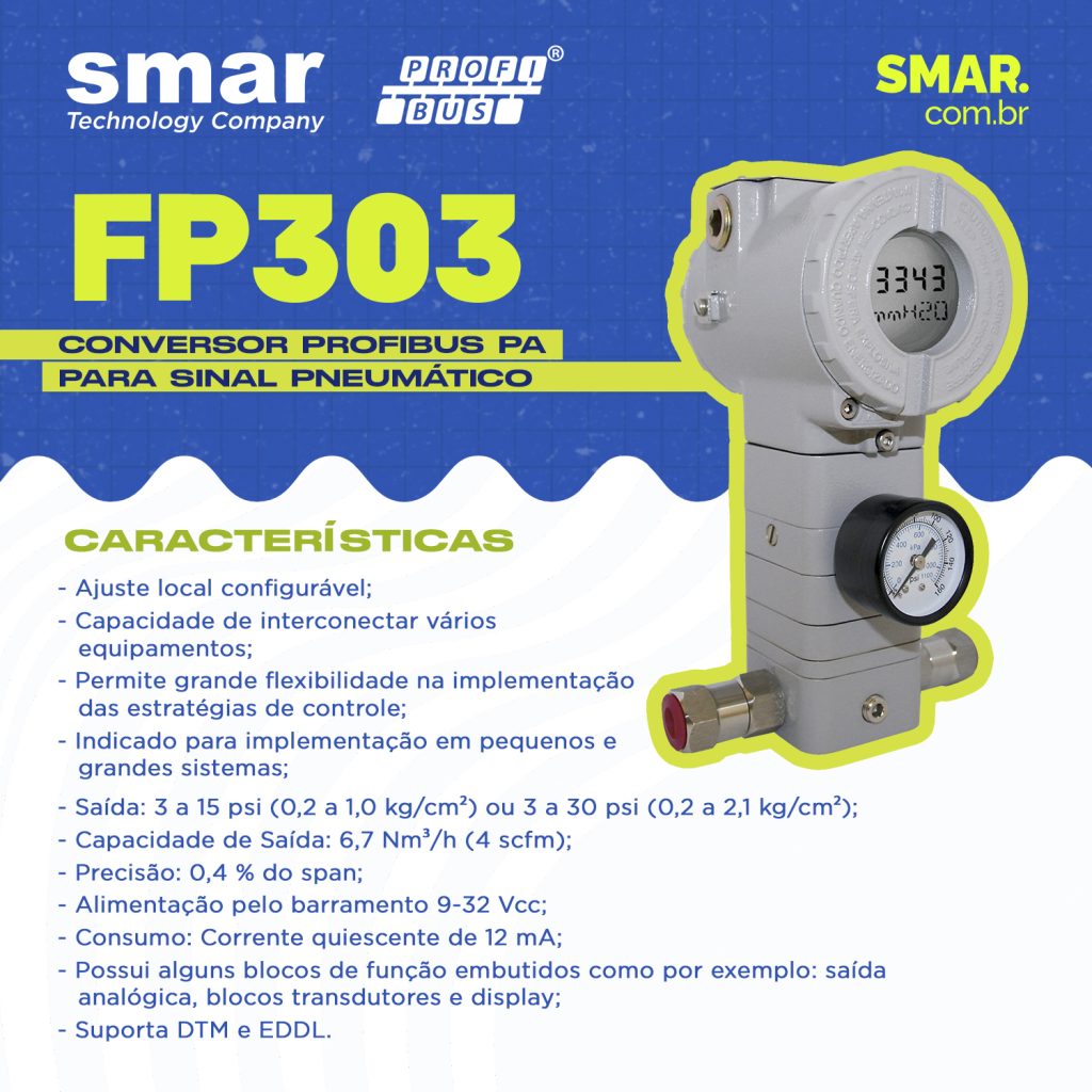 FP303: Conversor PROFIBUS PA para sinal pneumático