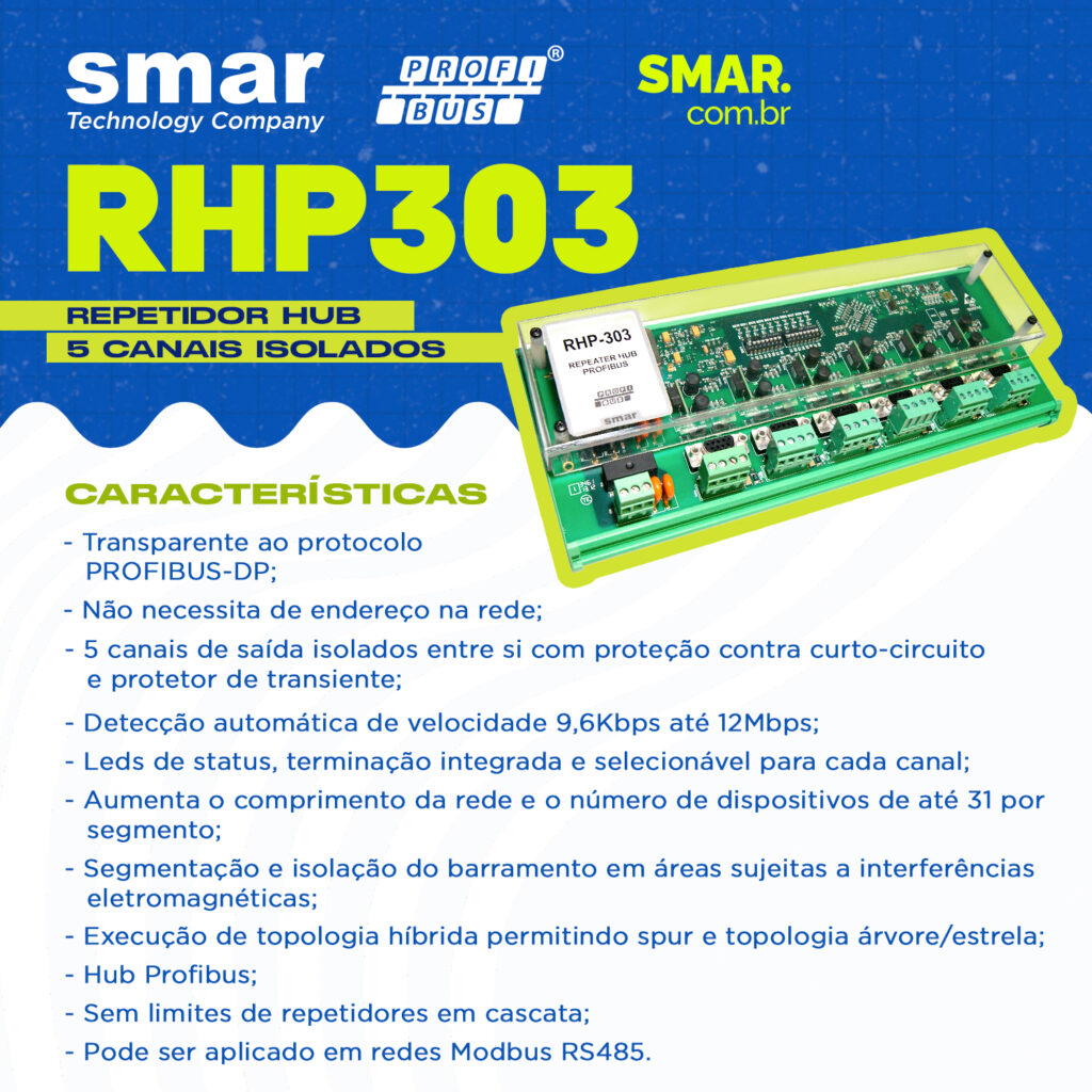 RHP303 - Repetidor Hub para PROFIBUS DP com 5 canais isolados